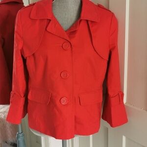 RAFAELLA orange red cotton button front blazer coat. Size L